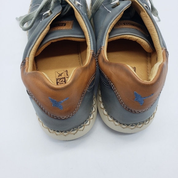 Pikolinos women US 39 gray leather upper tan accents leather lining laceup shoe - Picture 7 of 14